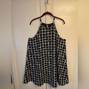 Forever 21 Black and White Windowpane Halter Dress